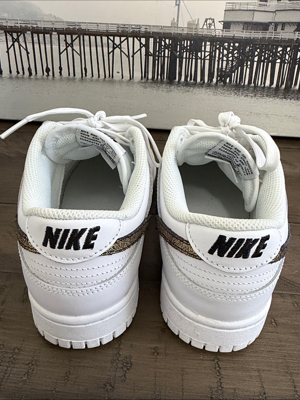 Nike Dunk Low Gold Leopard Swoosh size 7 1/2 - Picture 6 of 7